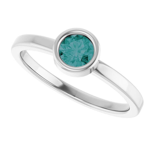 14K Gold Round Lab-Grown Alexandrite Bezel-Set Solitaire Ring - White Gold - view 5