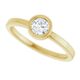 14K Gold Round Natural White Sapphire Bezel-Set Solitaire Ring - Yellow Gold - view 5