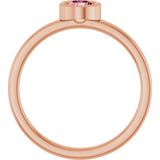 14K Gold Round Natural Pink Tourmaline Bezel-Set Solitaire Ring - Rose Gold - view 2