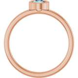 14K Gold Round Natural Aquamarine Bezel-Set Solitaire Ring - Rose Gold - view 2