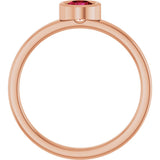 14K Gold Round Lab-Grown Ruby Bezel-Set Solitaire Ring - Rose Gold - view 2