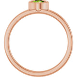 14K Gold Round Natural Peridot Bezel-Set Solitaire Ring - Rose Gold - view 2