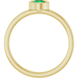14K Gold Round Natural Emerald Bezel-Set Solitaire Ring - Yellow Gold - view 2