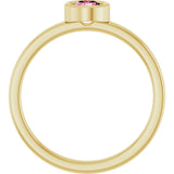 14K Gold Round Natural Pink Tourmaline Bezel-Set Solitaire Ring - Yellow Gold - view 2