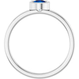 Platinum Round Natural Blue Sapphire Bezel-Set Solitaire Ring - view 2