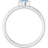 14K Gold Round Natural Aquamarine Bezel-Set Solitaire Ring - White Gold - view 2
