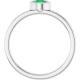 14K Gold Round Lab-Grown Emerald Bezel-Set Solitaire Ring - White Gold - view 2