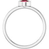 14K Gold Round Lab-Grown Ruby Bezel-Set Solitaire Ring - White Gold - view 2