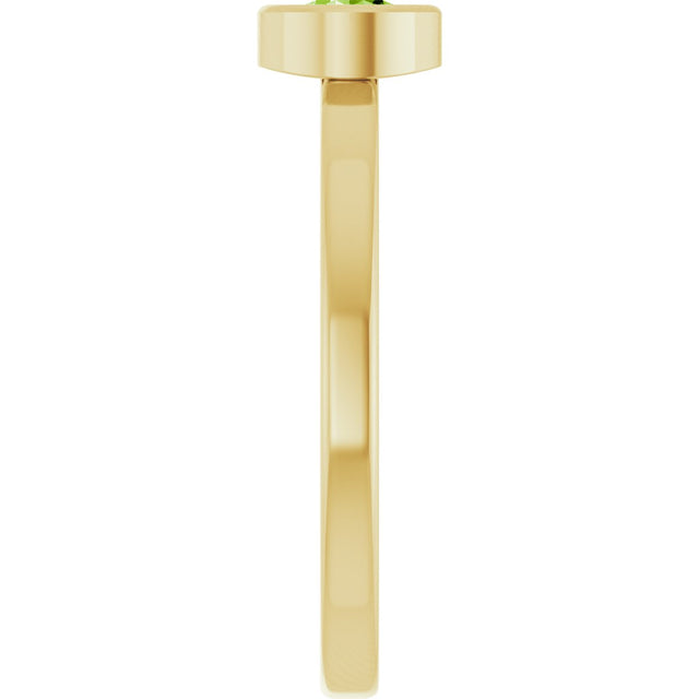 14K Gold Round Natural Peridot Bezel-Set Solitaire Ring - Yellow Gold - view 4