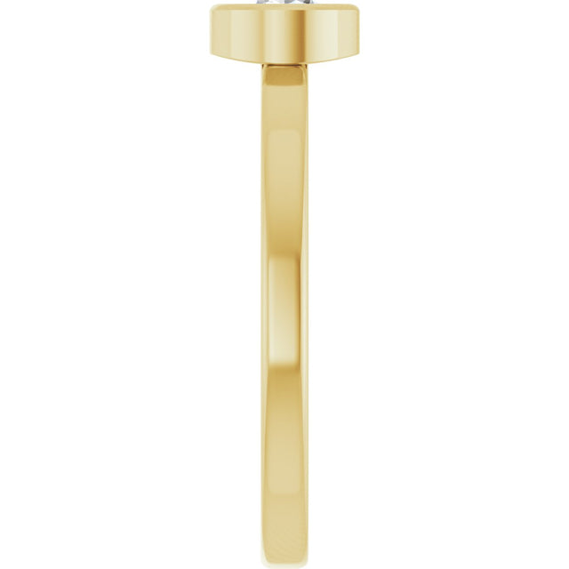 14K Gold Round Natural White Sapphire Bezel-Set Solitaire Ring - Yellow Gold - view 4