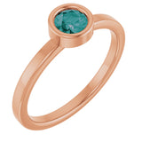 14K Gold Round Lab-Grown Alexandrite Bezel-Set Solitaire Ring - Rose Gold
