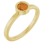 14K Gold Round Natural Citrine Bezel-Set Solitaire Ring - Yellow Gold