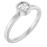 14K Gold Round Natural Diamond Bezel-Set Solitaire Ring – 3-5.5mm Stones - White Gold