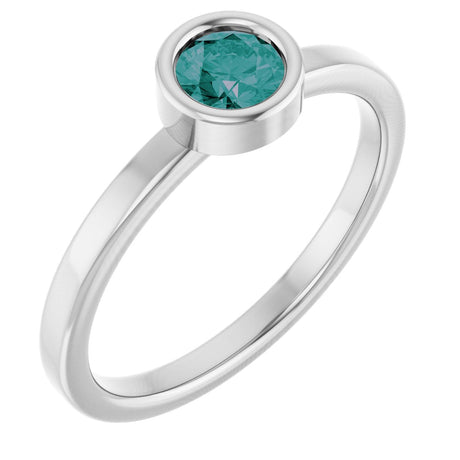 Platinum Round Lab-Grown Alexandrite Bezel-Set Solitaire Ring