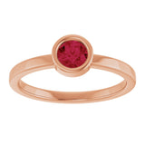 14K Gold Round Natural Ruby Bezel-Set Solitaire Ring - Rose Gold - view 3