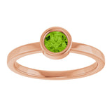 14K Gold Round Natural Peridot Bezel-Set Solitaire Ring - Rose Gold - view 3