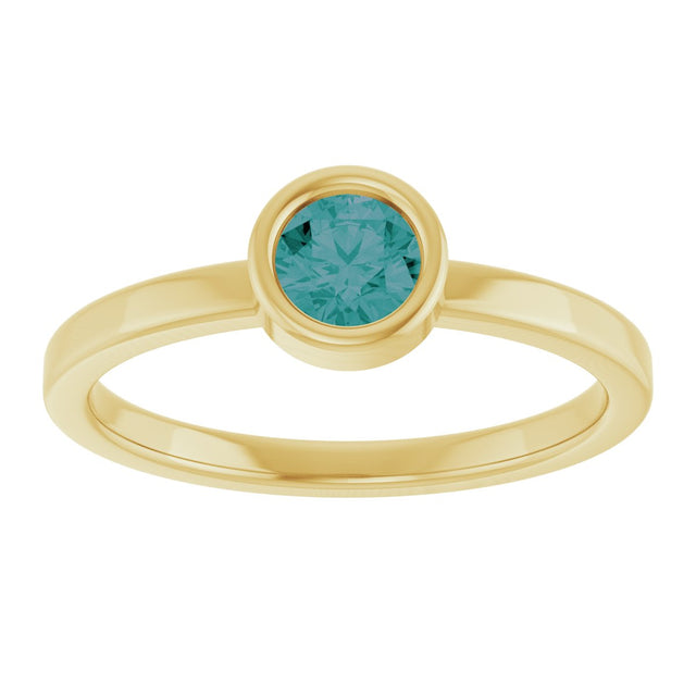 14K Gold Round Lab-Grown Alexandrite Bezel-Set Solitaire Ring - Yellow Gold - view 3