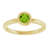 14K Gold Round Natural Peridot Bezel-Set Solitaire Ring - Yellow Gold - view 3