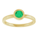 14K Gold Round Natural Emerald Bezel-Set Solitaire Ring - Yellow Gold - view 3