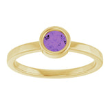 14K Gold Round Natural Amethyst Bezel-Set Solitaire Ring - Yellow Gold - view 3
