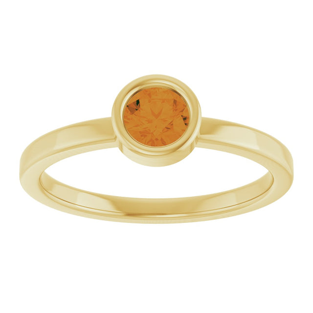 14K Gold Round Natural Citrine Bezel-Set Solitaire Ring - Yellow Gold - view 3