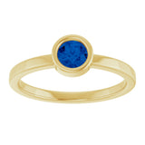 14K Gold Round Lab-Grown Blue Sapphire Bezel-Set Solitaire Ring - Yellow Gold - view 3
