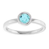 Platinum Round Natural Blue Zircon Bezel-Set Solitaire Ring - view 3