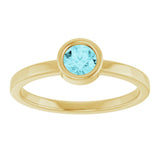 14K Gold Round Natural Blue Zircon Bezel-Set Solitaire Ring - Yellow Gold - view 3