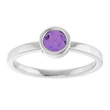 Platinum Round Natural Amethyst Bezel-Set Solitaire Ring - view 3