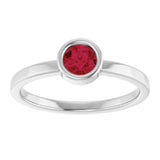 14K Gold Round Natural Ruby Bezel-Set Solitaire Ring - White Gold - view 3