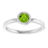 Platinum Round Natural Peridot Bezel-Set Solitaire Ring - view 3