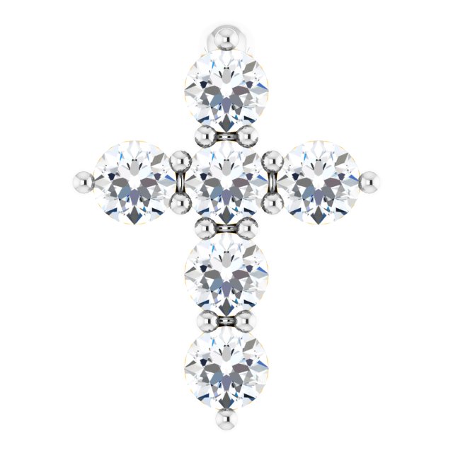 Platinum Round Natural Diamond Accented Cross Necklace or Pendant – up to 1/6 CTW