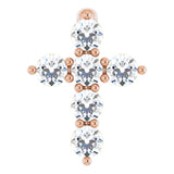 14K Gold Round Lab-Grown Diamond Accented Cross Necklace or Pendant – up to 1/6 CTW - Rose Gold