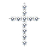 14K Gold Round Lab-Grown Diamond Accented Cross Necklace or Pendant – up to 1/6 CTW - White Gold