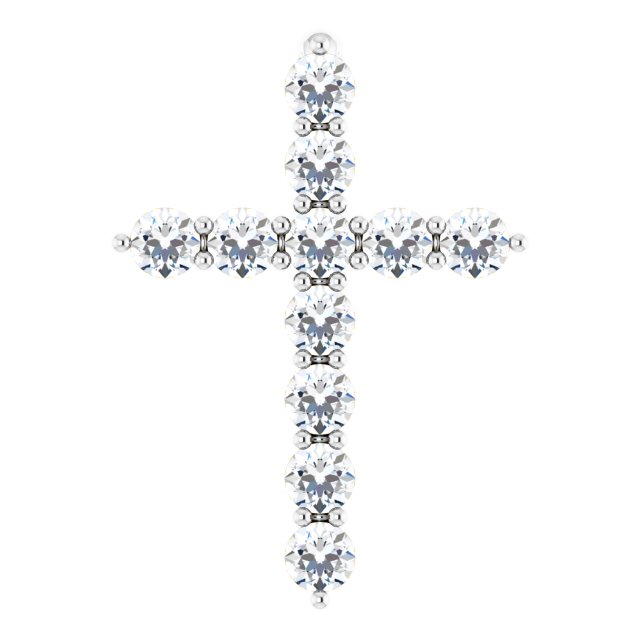 Platinum Round Natural Diamond Accented Cross Necklace or Pendant – up to 1/6 CTW