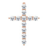 14K Gold Round Natural Diamond Accented Cross Necklace or Pendant – up to 1/6 CTW - Rose Gold