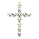 14K Gold Round Lab-Grown Diamond Accented Cross Necklace or Pendant – up to 1/6 CTW - Yellow Gold