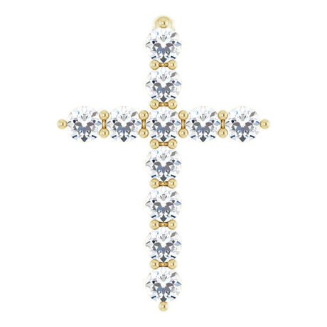 14K Gold Round Natural Diamond Accented Cross Necklace or Pendant – up to 1/6 CTW - Yellow Gold