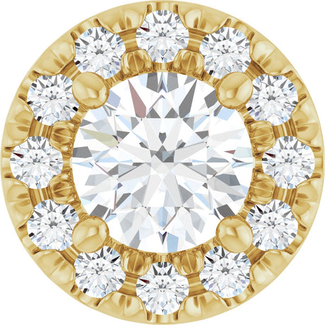 14K Gold Round Natural Diamond Halo-Style Pendant – 1/3 CTW · 4.1mm Stones - Yellow Gold