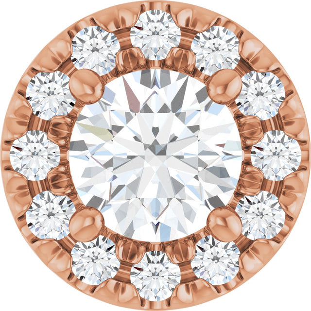 14K Gold Round Natural Diamond Halo-Style Pendant – 1/3 CTW · 4.1mm Stones - Rose Gold