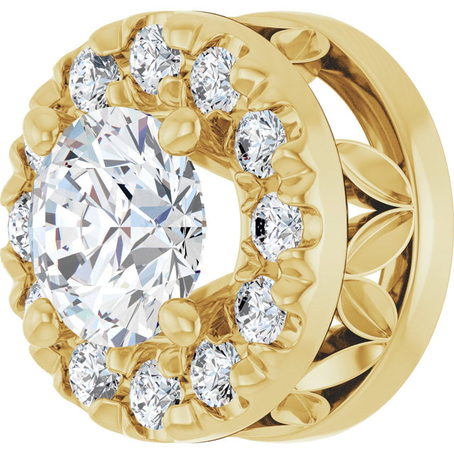 14K Gold Round Lab-Grown Diamond Halo-Style Pendant – 1/3 CTW - Yellow Gold - view 2