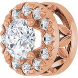 14K Gold Round Natural Diamond Halo-Style Pendant – 1/3 CTW · 4.1mm Stones - Rose Gold - view 2