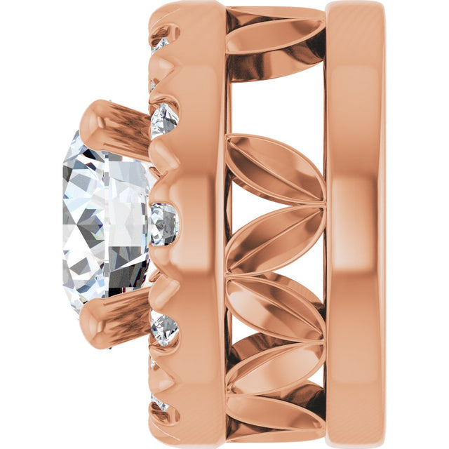 14K Gold Round Natural Diamond Halo-Style Pendant – 1/3 CTW · 4.1mm Stones - Rose Gold - view 3