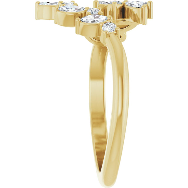 14K Gold Lab-Grown Diamond Bypass Ring - Yellow Gold - view 4