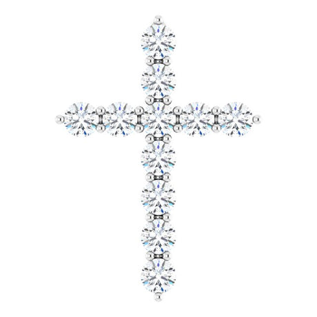 14K Gold Round Natural Diamond Accented Cross Necklace or Pendant – up to 1/6 CTW - White Gold