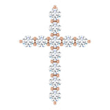 14K Gold Round Natural Diamond Accented Cross Necklace or Pendant – up to 1/6 CTW - Rose Gold