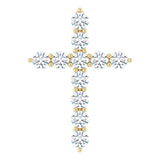 14K Gold Round Lab-Grown Diamond Accented Cross Necklace or Pendant – up to 1/6 CTW - Yellow Gold