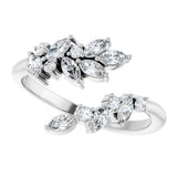 14K Gold Lab-Grown Diamond Bypass Ring - White Gold - view 5