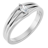 14K Gold Marquise Natural Diamond Geometric Ring - White Gold
