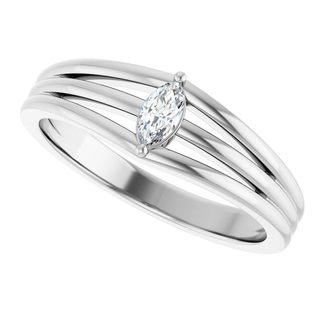 Platinum Marquise Natural Diamond Geometric Ring - view 5
